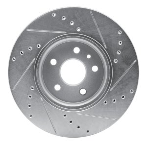 Buick Encore Brake Rotor (1) - Front Left - R1 Concepts - Drilled & Slotted - Silver - `13-`22